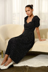 Charlize Bow Shoulder Drop Waist Dress