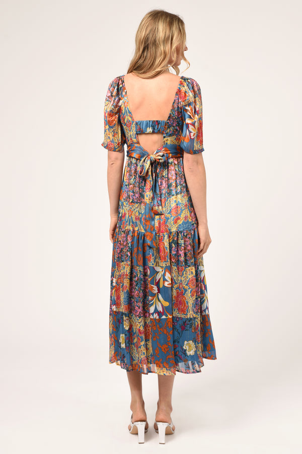 Helena Chiffon Open Back Midi Dress