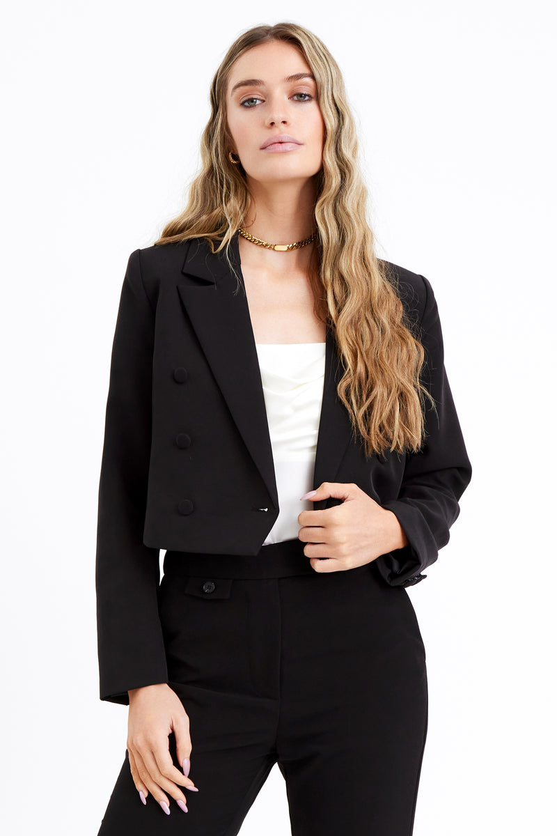 Cropped double hotsell breasted blazer