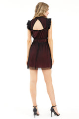 Tatiana Tulle Plisse Mock Neck Mini Dress