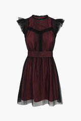 Tatiana Tulle Plisse Mock Neck Mini Dress