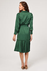 Margie Pleated Long Sleeve Shirtdress