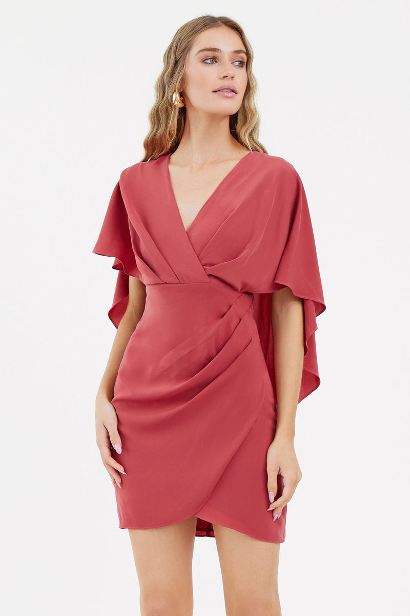 Julia Surplice Cape Mini Dress