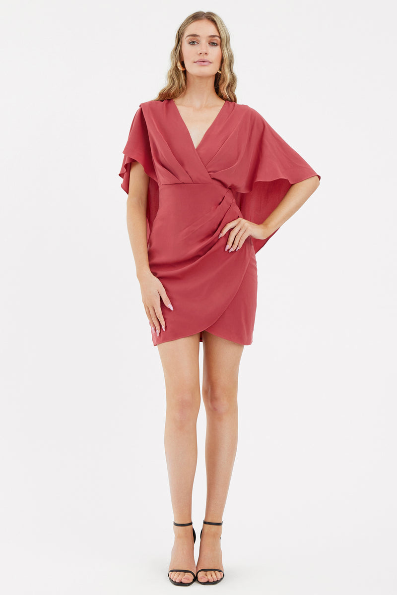 Julia Surplice Cape Mini Dress