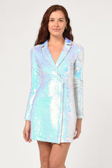 Paula Iridescent Sequin Mini Blazer Dress