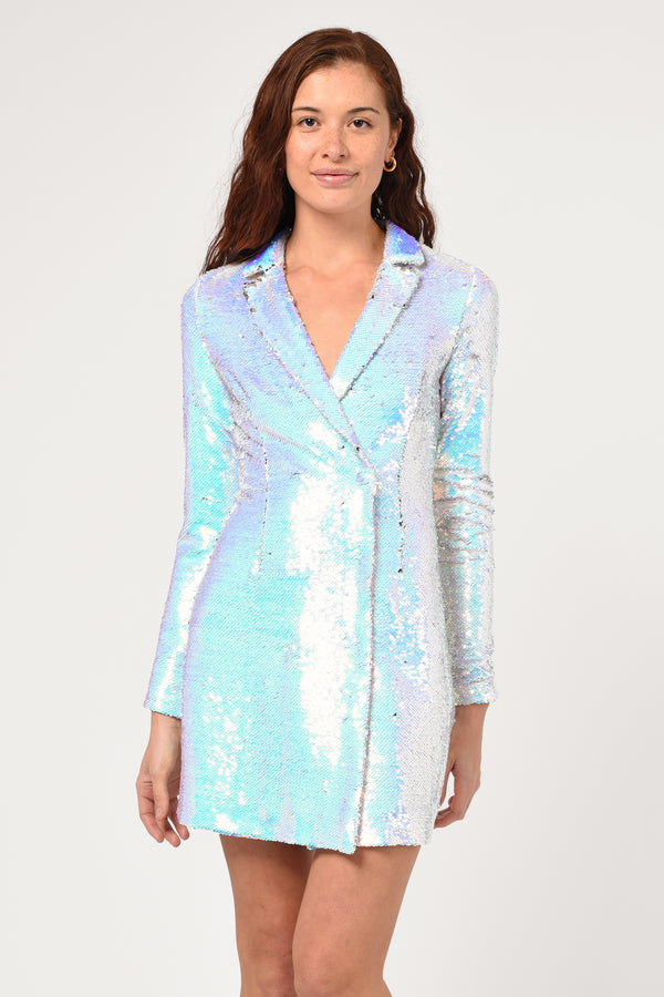 Paula Iridescent Sequin Mini Blazer Dress