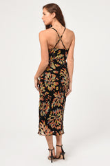 Zana Printed Velvet Burnout Slip Dress