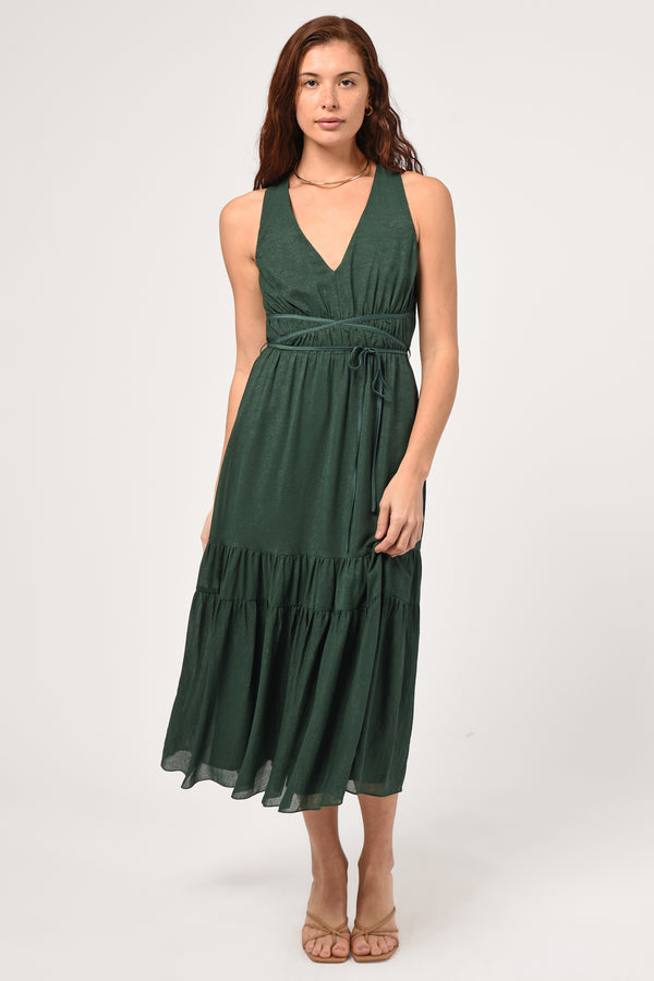 Kinton Tie Front V-Neck Maxi Dress