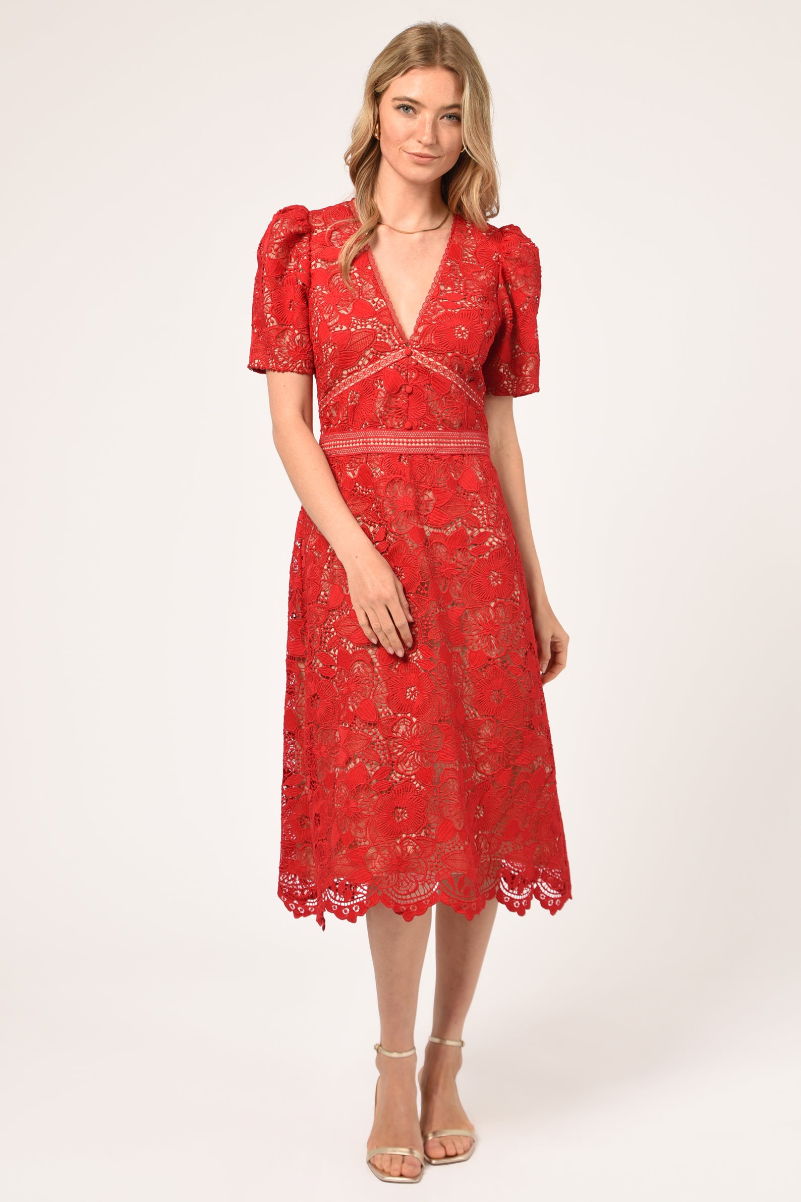 Rhana Open Back Lace Midi Dress