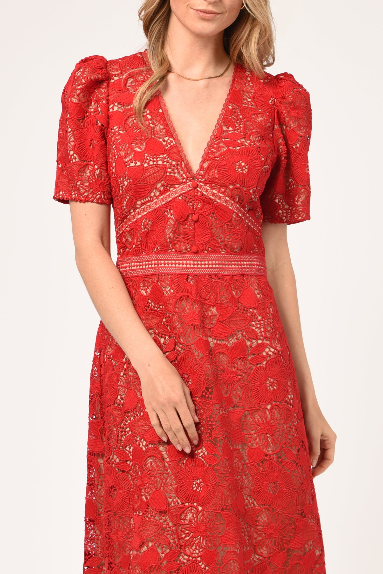 Rhana Open Back Lace Midi Dress