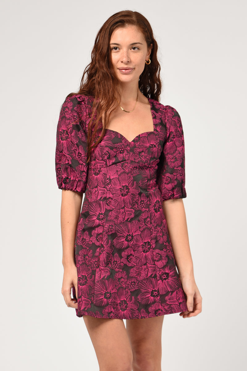 Venice 3/4 Sleeve Jacquard Mini Dress