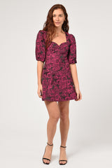 Venice 3/4 Sleeve Jacquard Mini Dress