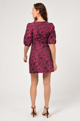 Venice 3/4 Sleeve Jacquard Mini Dress