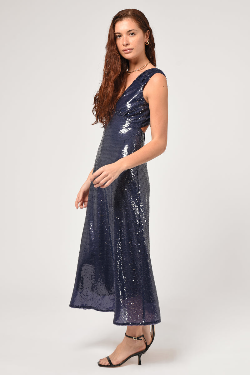 Konnie Tie Back Midi Sequin Dress