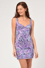 Burst Sequin Patterened Mini Dress