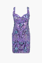 Burst Sequin Patterened Mini Dress