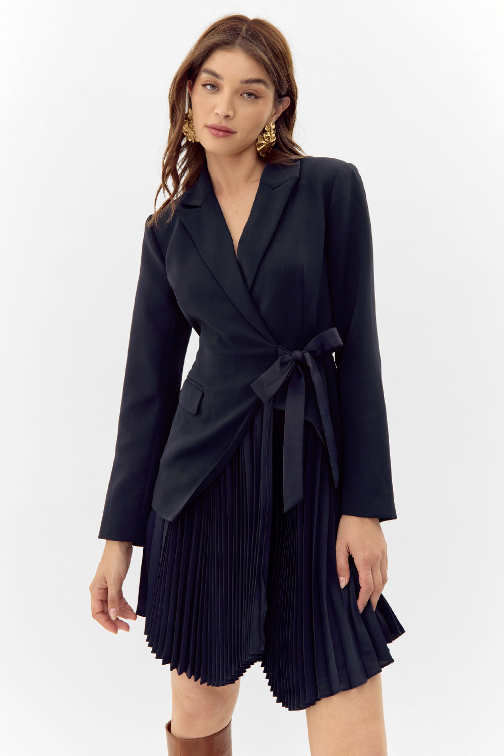 Rosayln Tie Waist Pleated Blazer Dress - FINAL SALE
