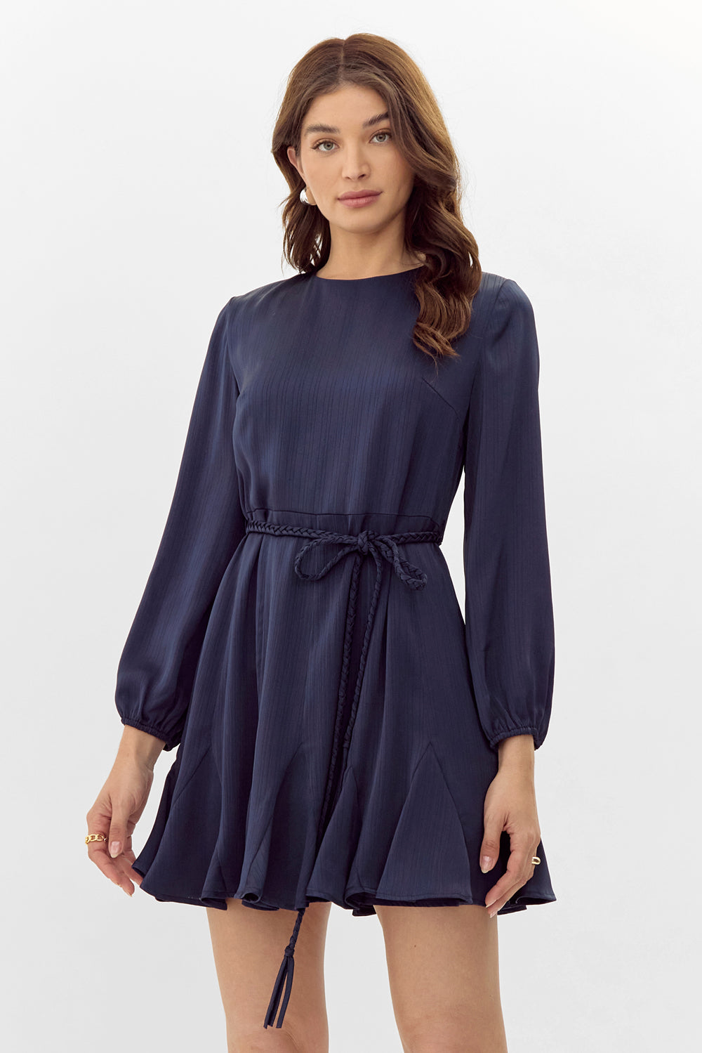 Demi Godet Dress with Braided Belt