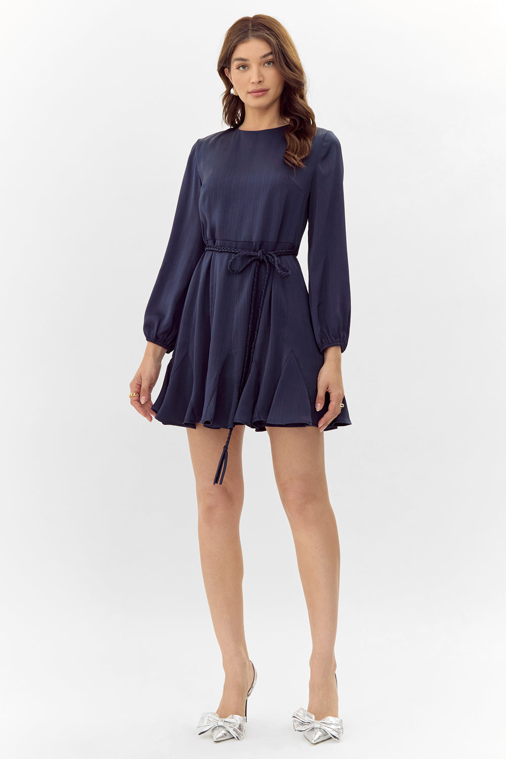Demi Godet Dress with Braided Belt