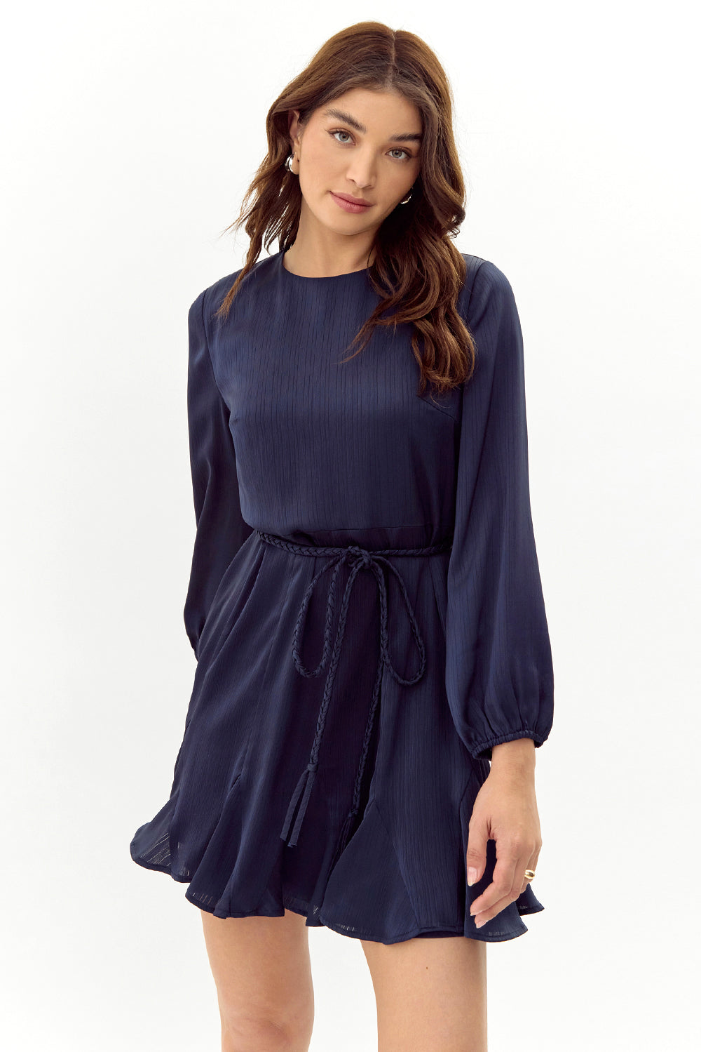 Demi Godet Dress with Braided Belt