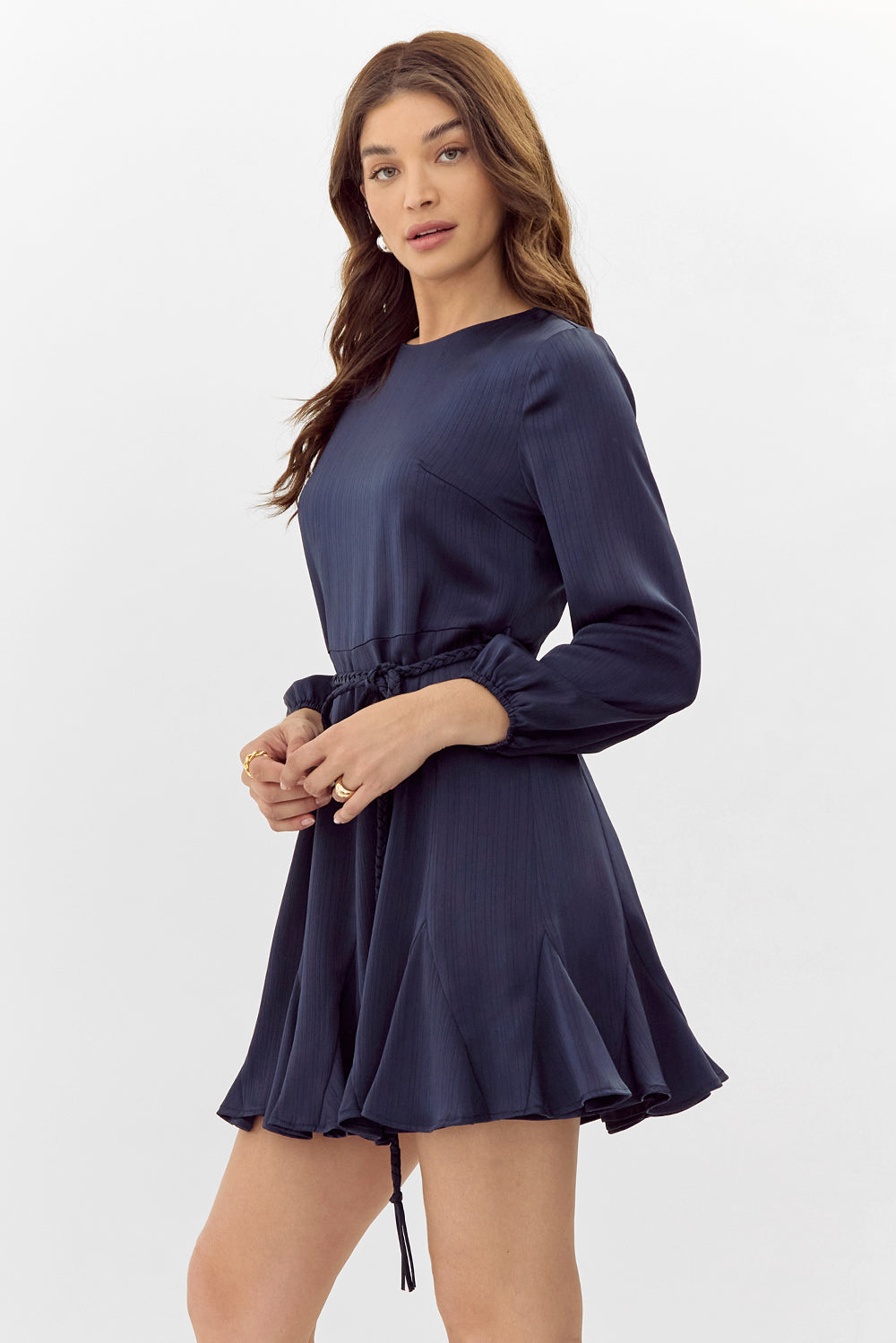 Demi Godet Dress with Braided Belt