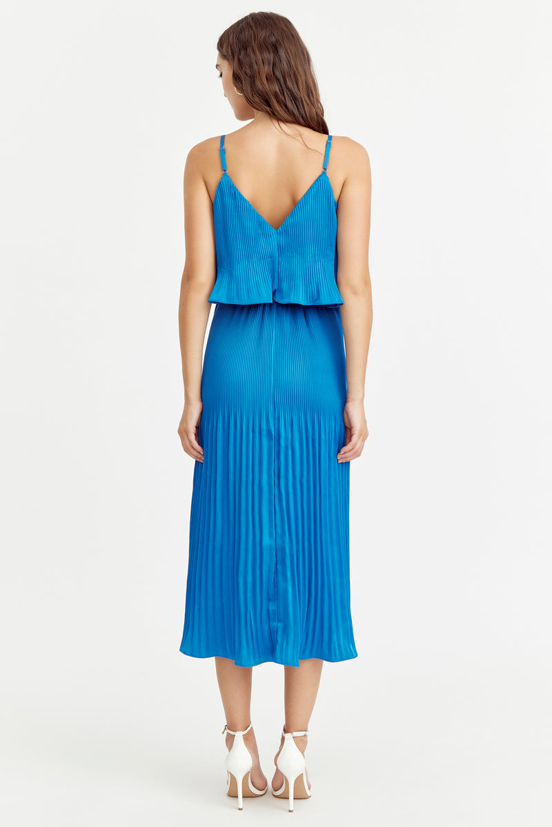 Nayla Overlay Pleated Midi Dress