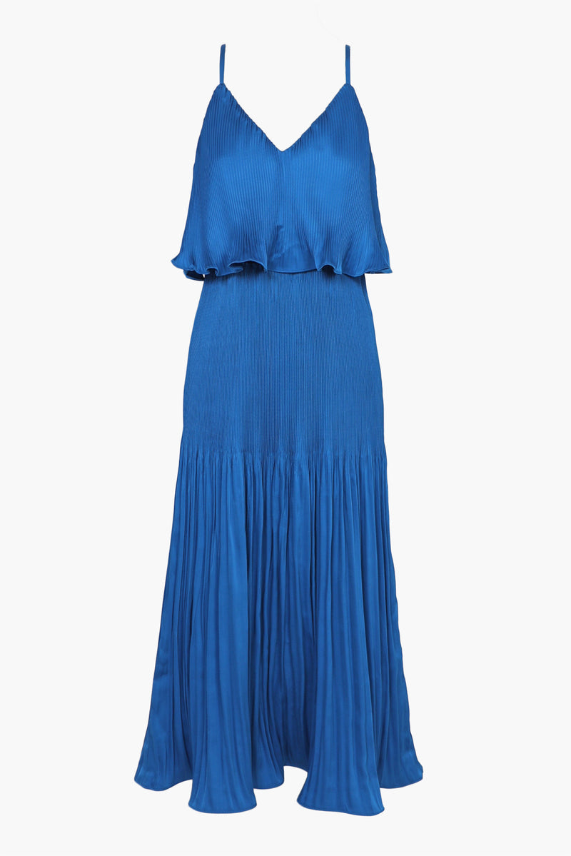 Nayla Overlay Pleated Midi Dress