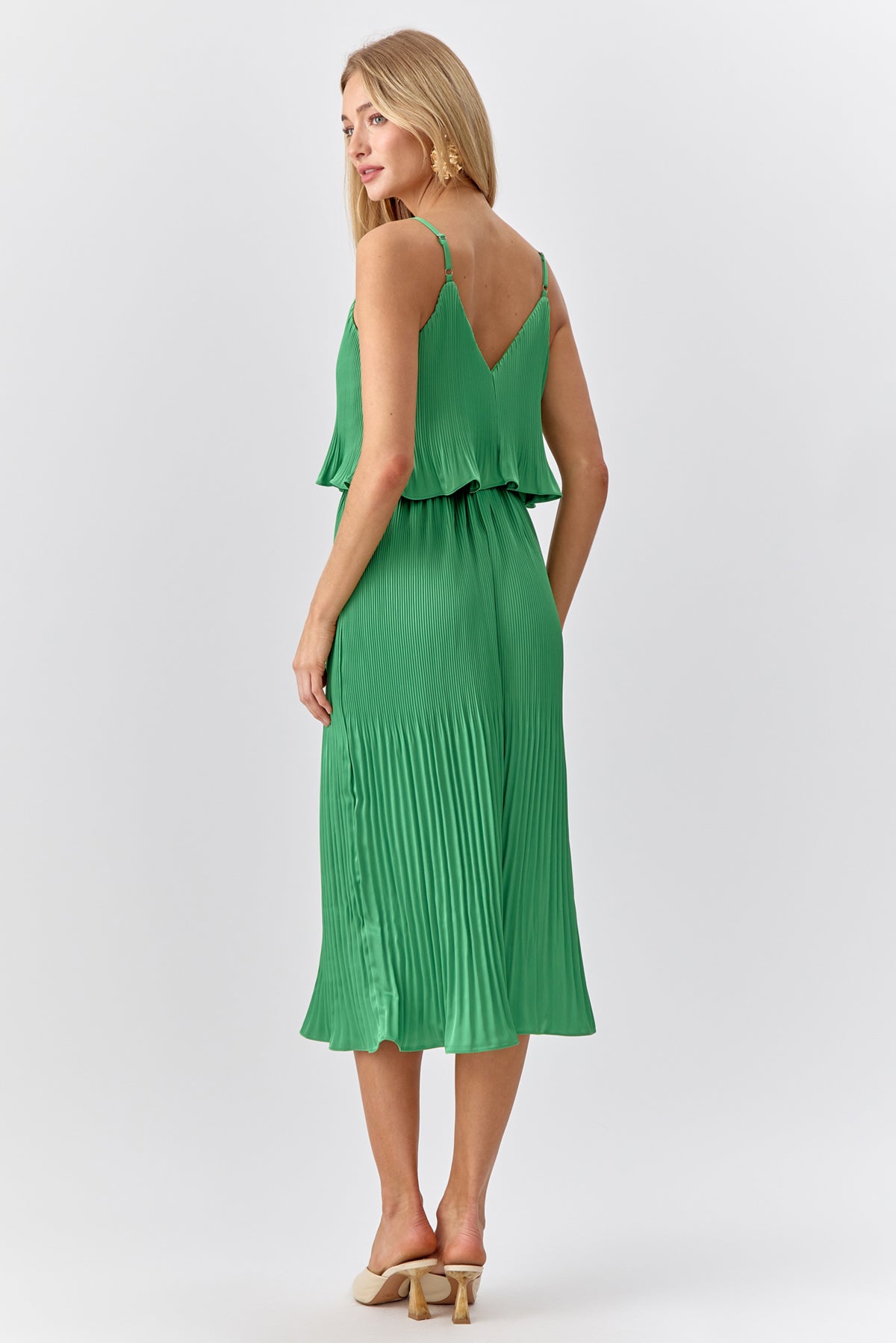 Nayla Overlay Pleated Midi Dress