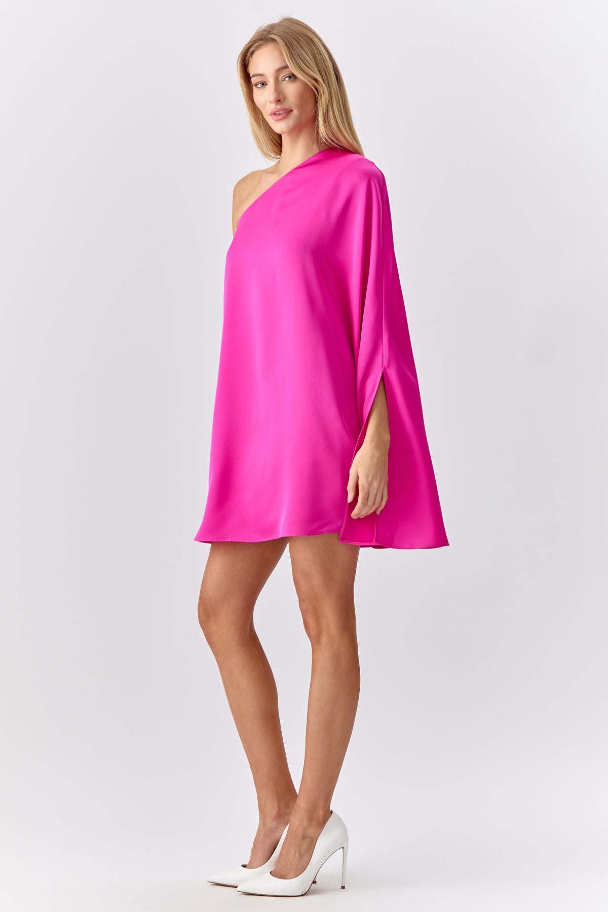Cameron One Shoulder Cape Dress