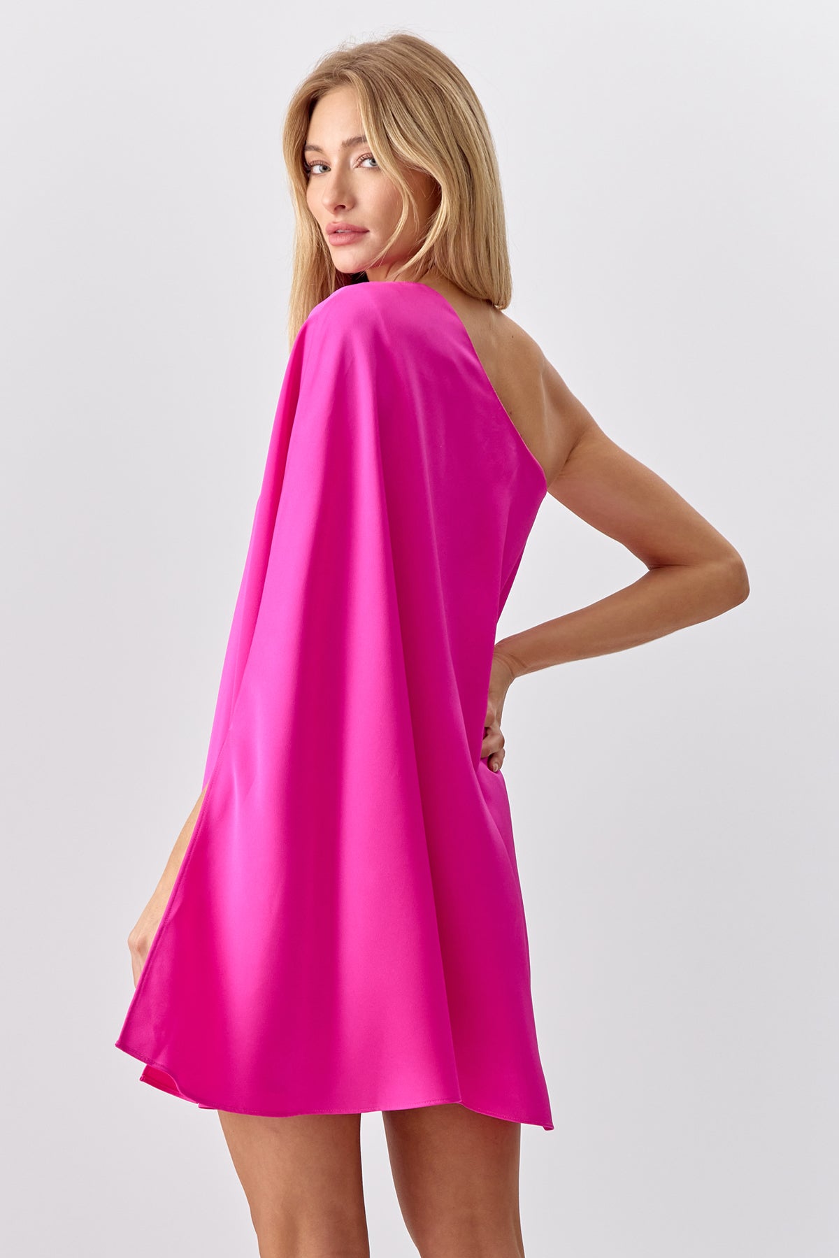 Cameron One Shoulder Cape Dress
