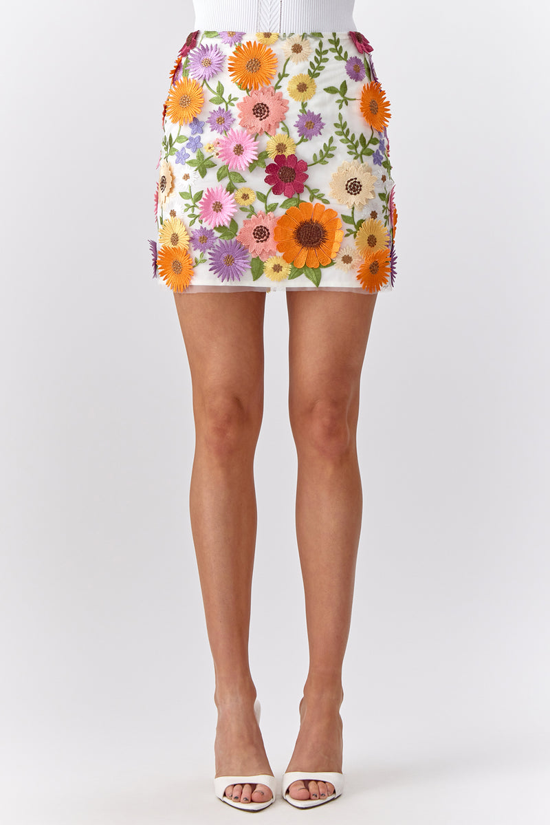 Tina 3D Multi Floral Skirt