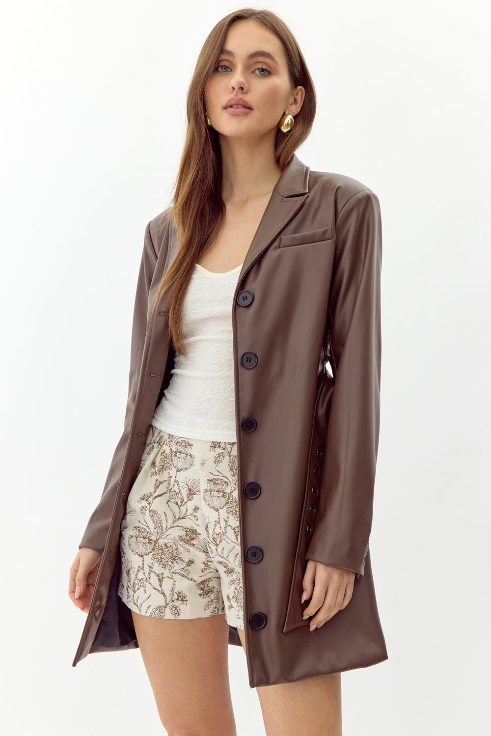Sabrina Vegan Leather Blazer Dress