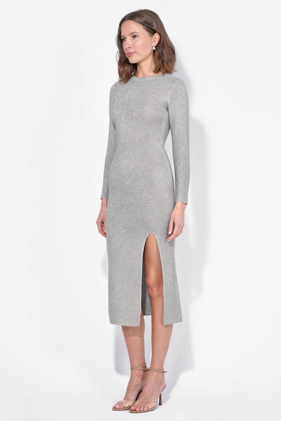 Estelle Metallic Knit Midi Dress
