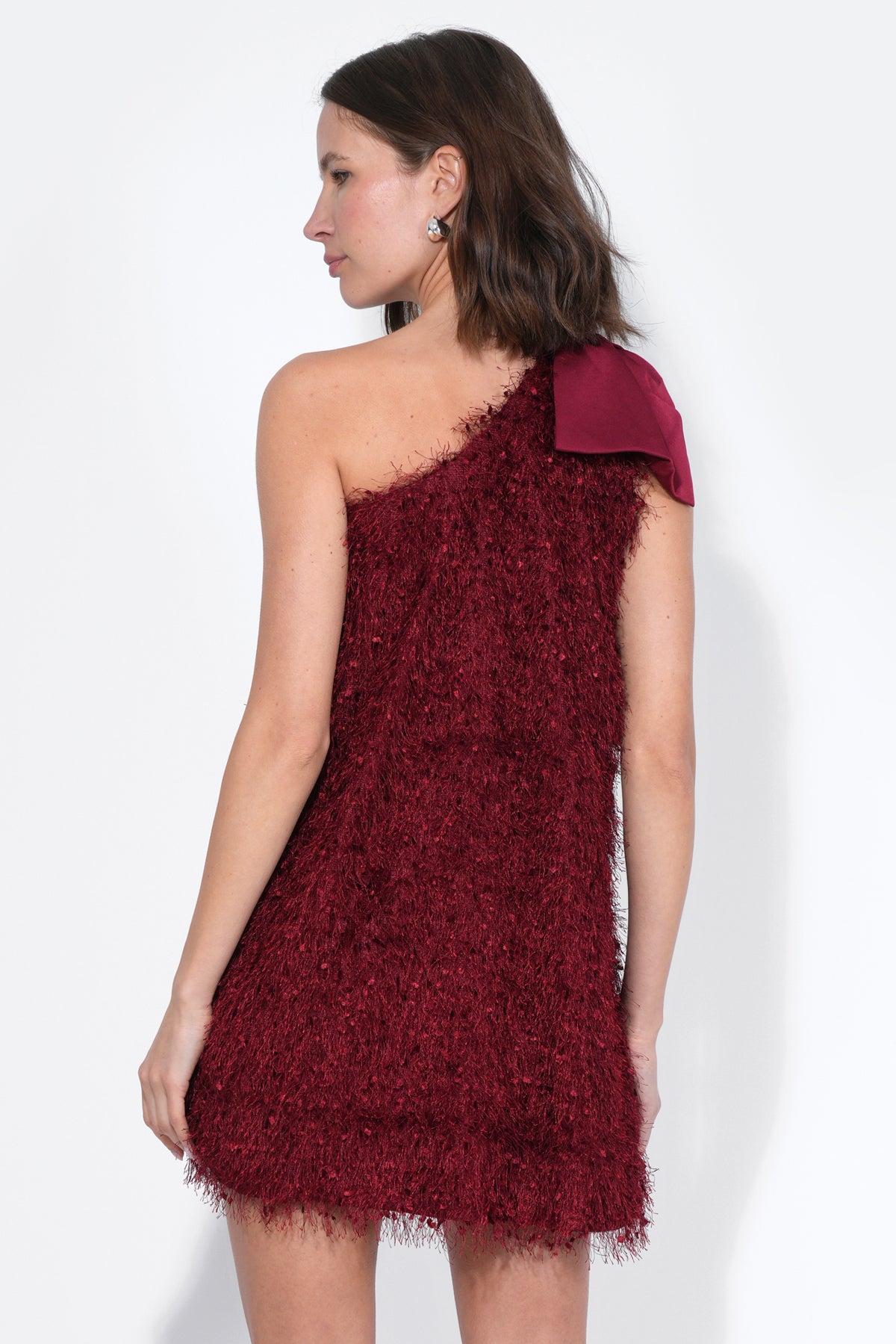 Elisha One Shoulder Fringe Mini Dress