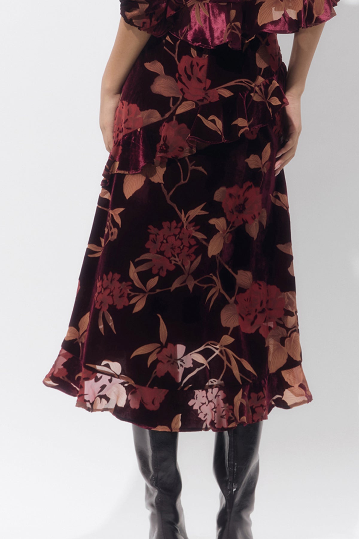 Ryanne Flutter Velvet Burnout Skirt