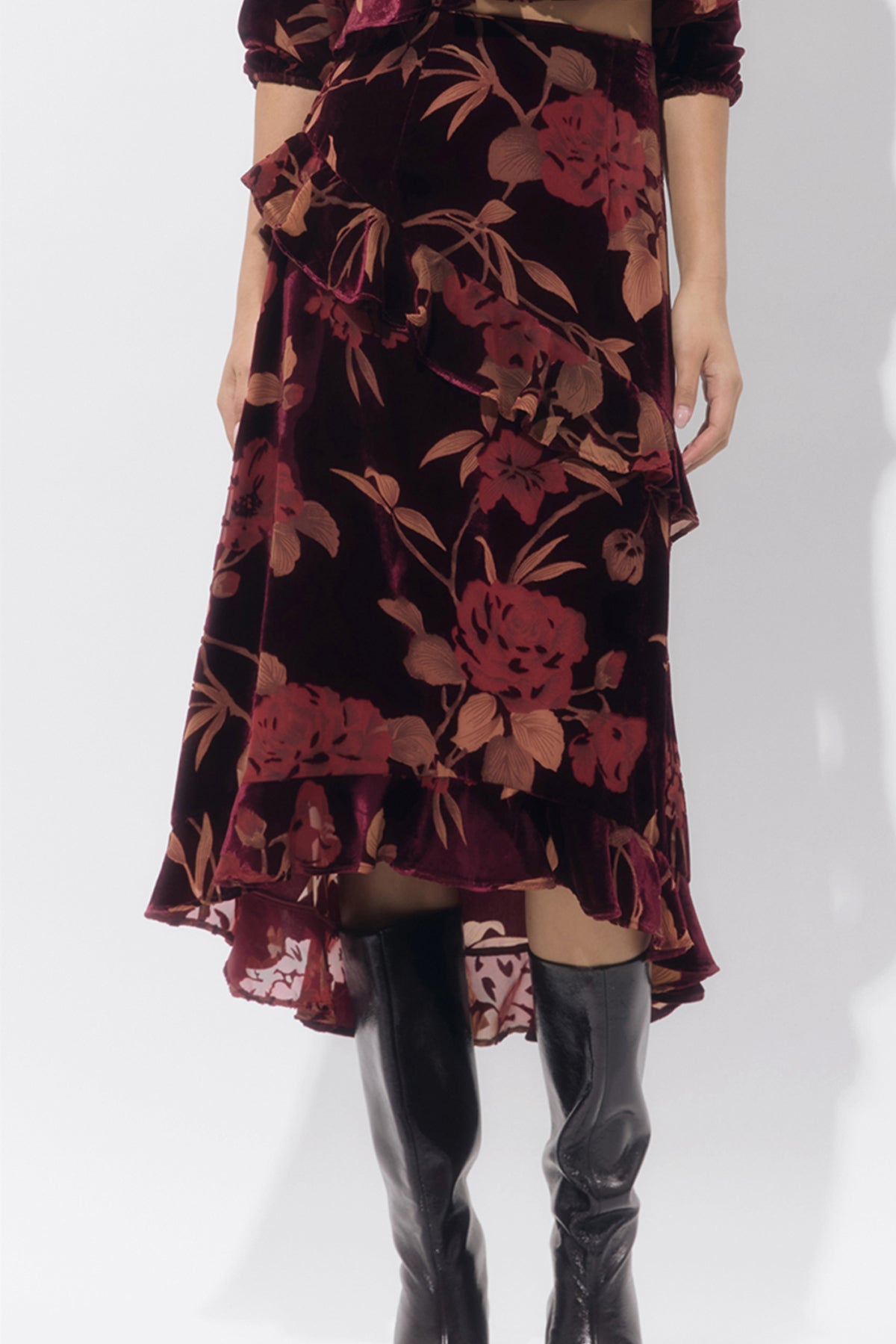 Ryanne Flutter Velvet Burnout Skirt