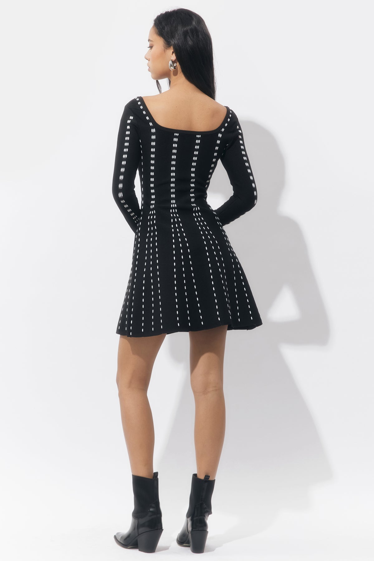 Kira Square Neck Stripe Sweater Mini Dress