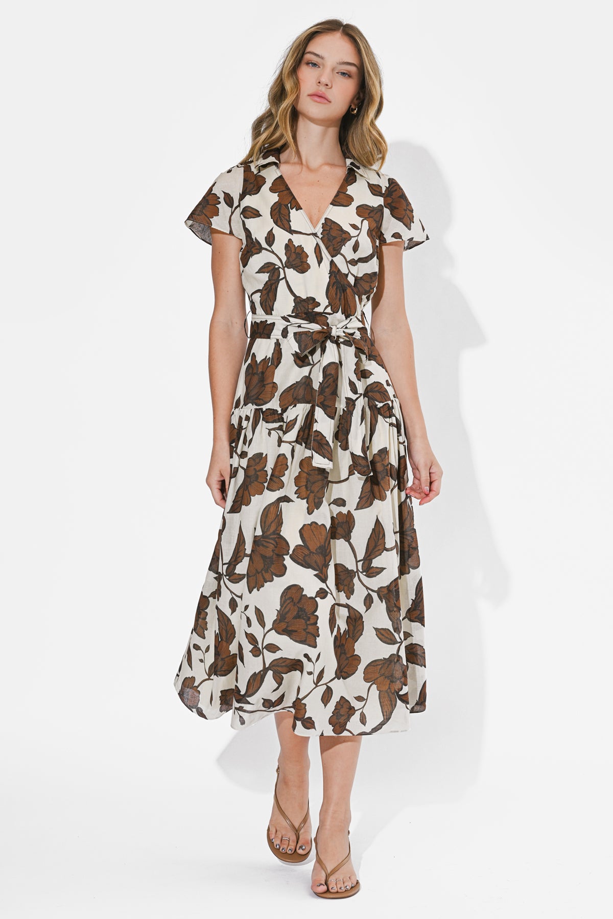 Taylor Flowy Wrap Midi Dress