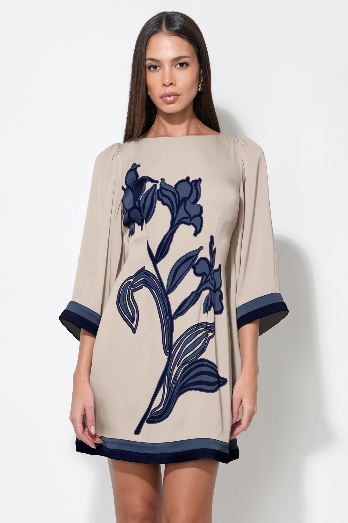 Emerson Bell Sleeve Blown Up Flower Mini Dress