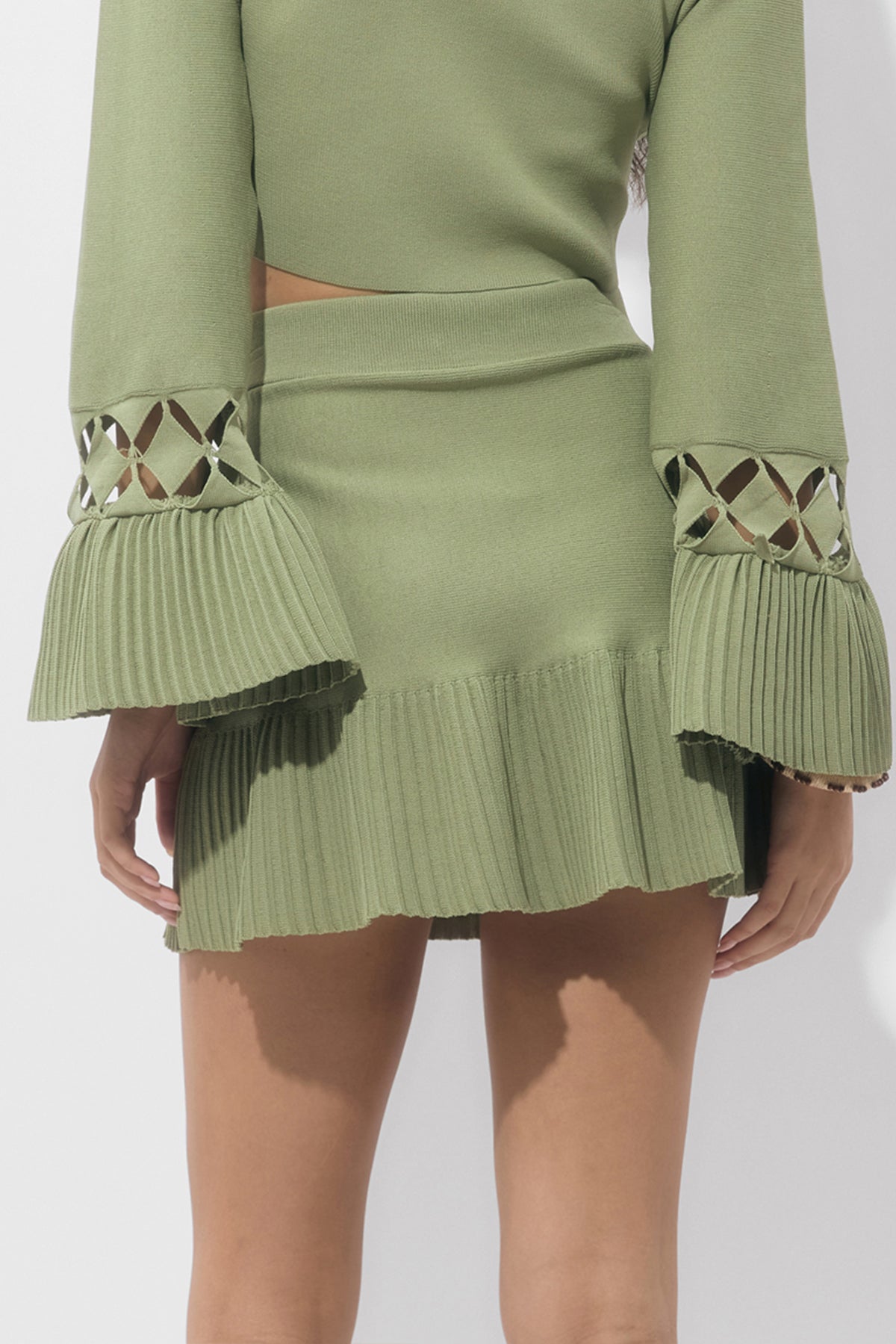 Cassia Pleated Rib Mini Skirt