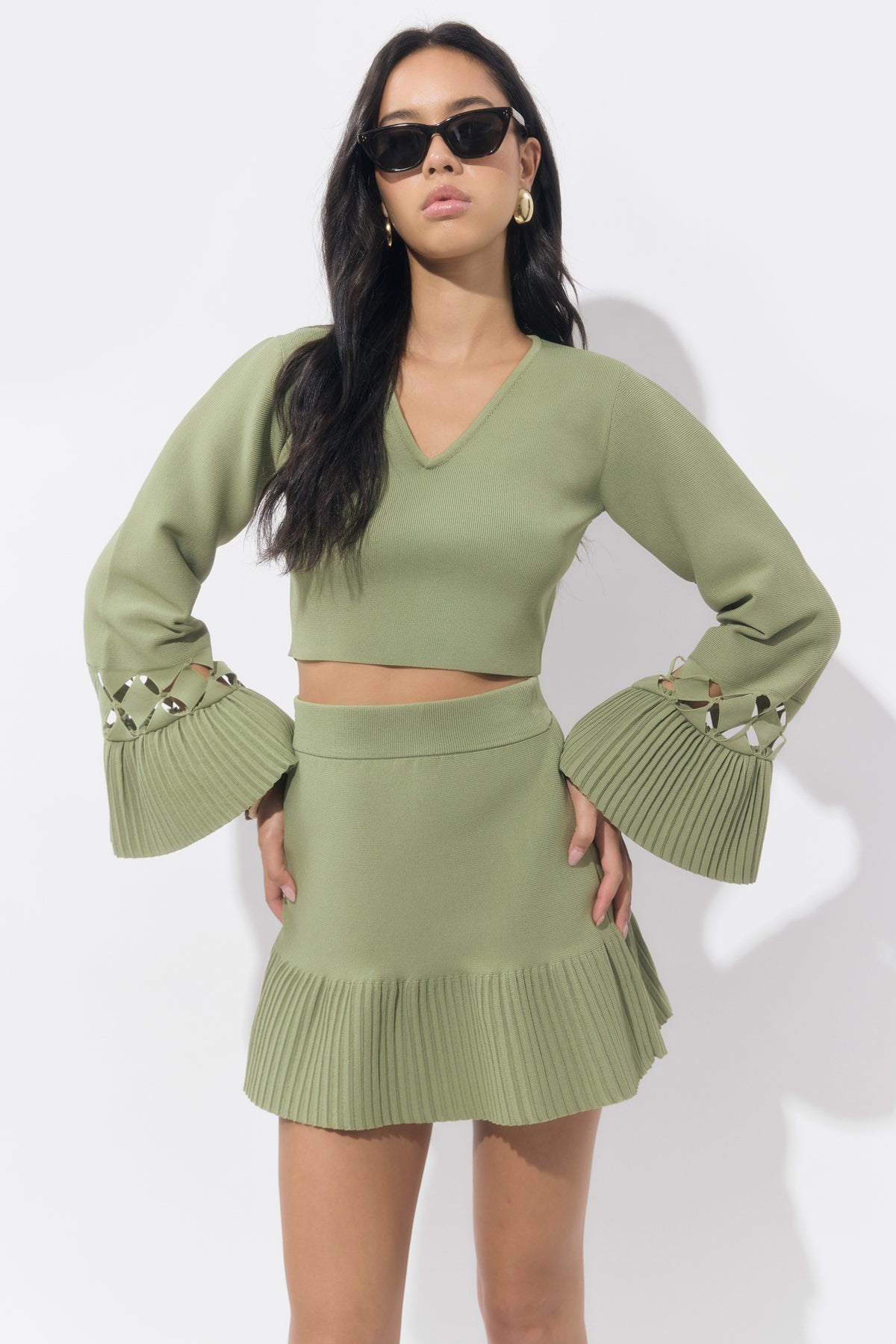 Heidi Bell Sleeve Cut Out Knit Top