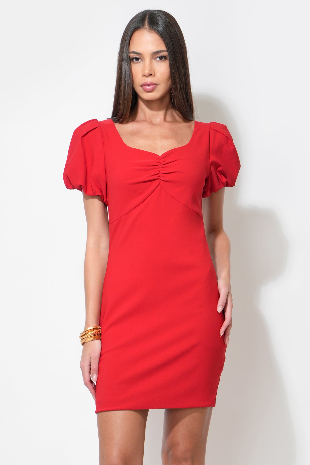 Hadley 3D Flower Bubble Sleeve Midi Dress