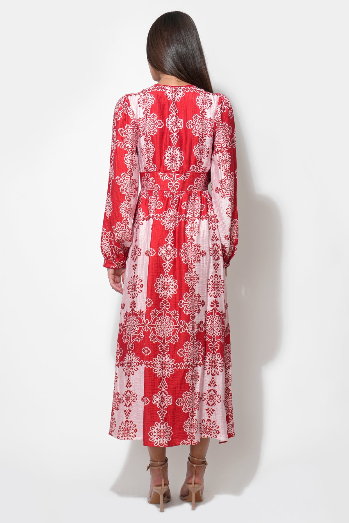 Athena V-Neck Red Maxi Dress