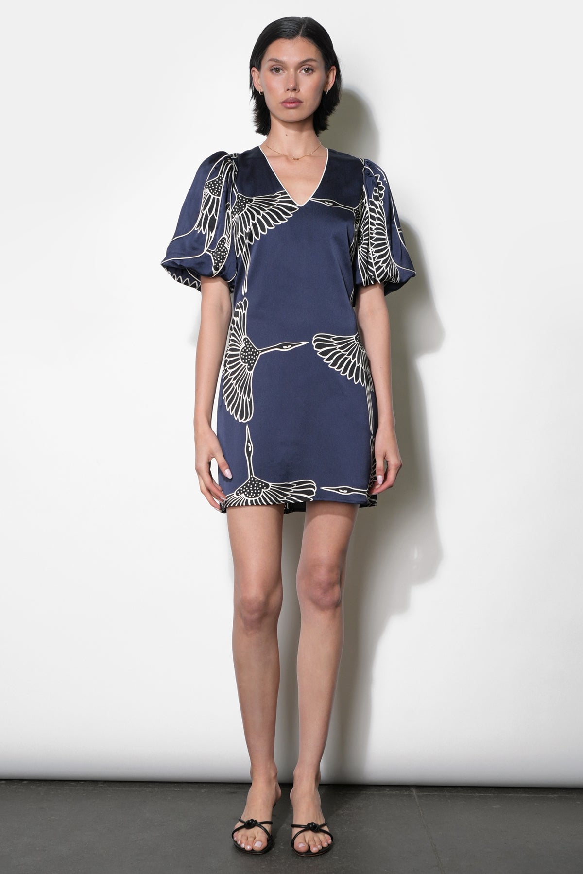 Sylvie V-Neck Bubble Sleeve Mini Dress