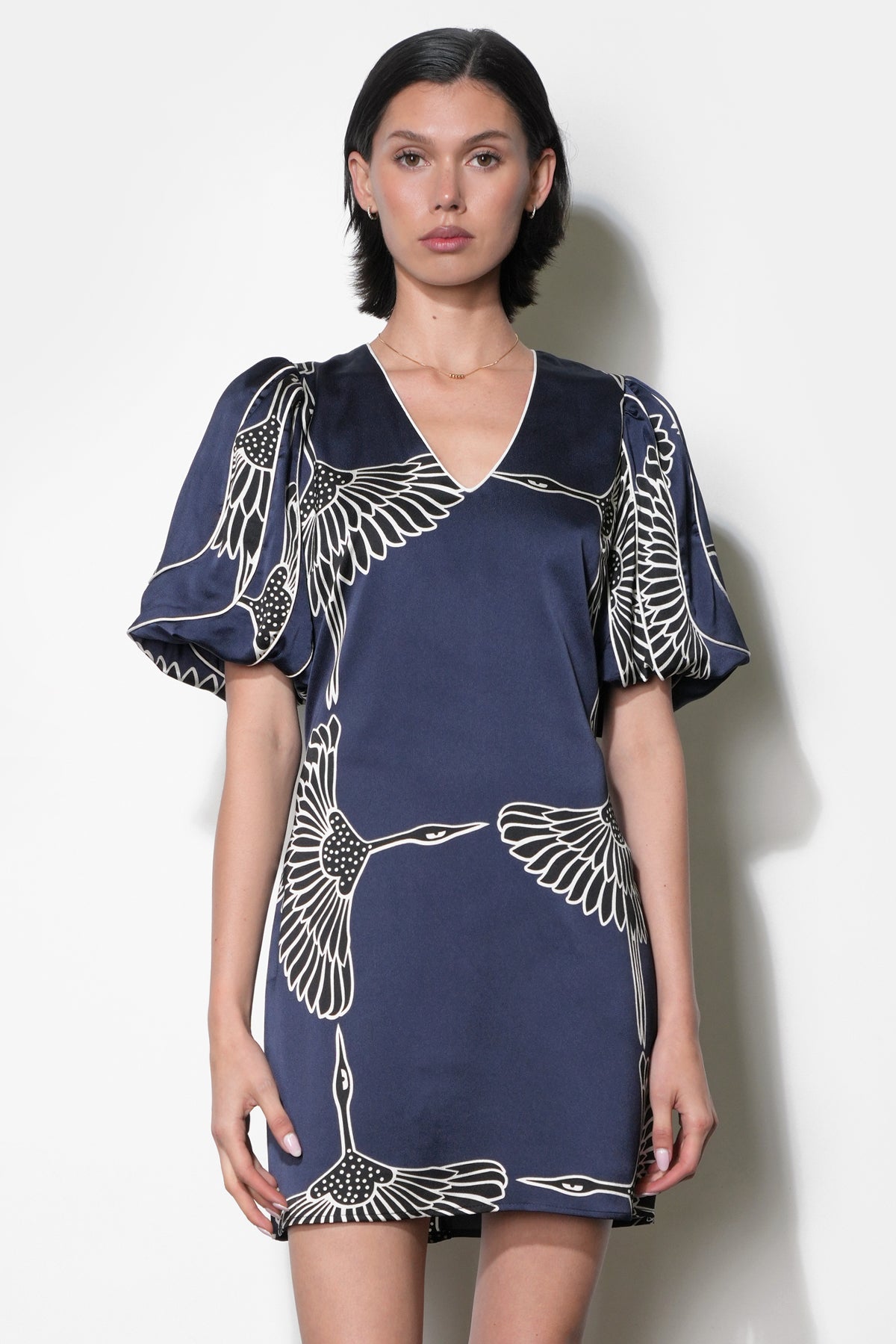 Sylvie V-Neck Bubble Sleeve Mini Dress