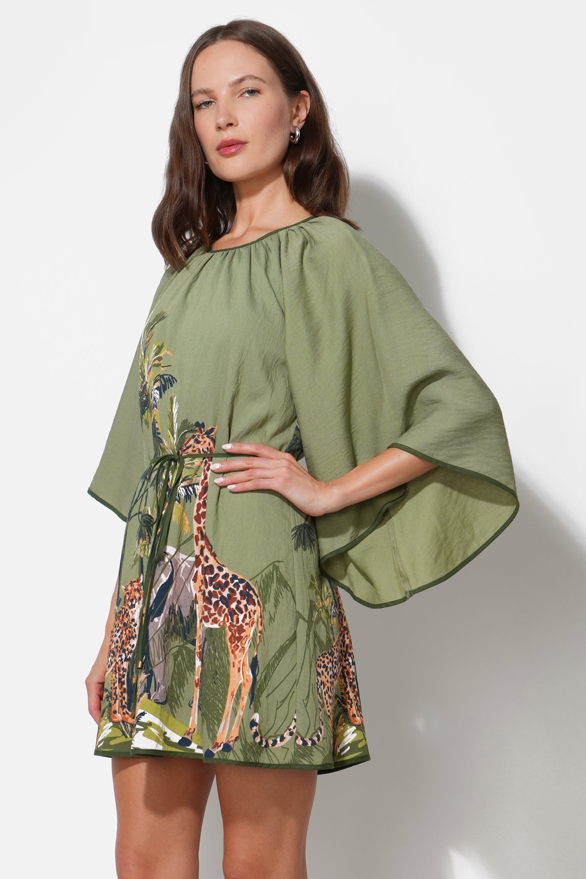 Irene Round Neck Printed Mini Dress