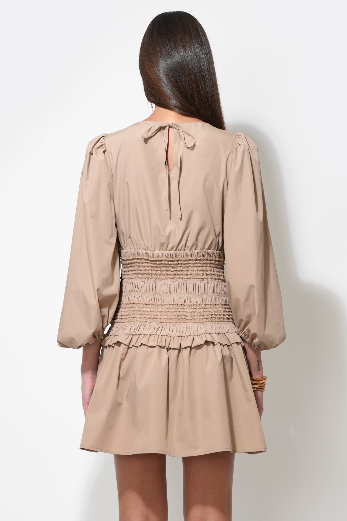 Nola Long Sleeve Smocked Mini Dress