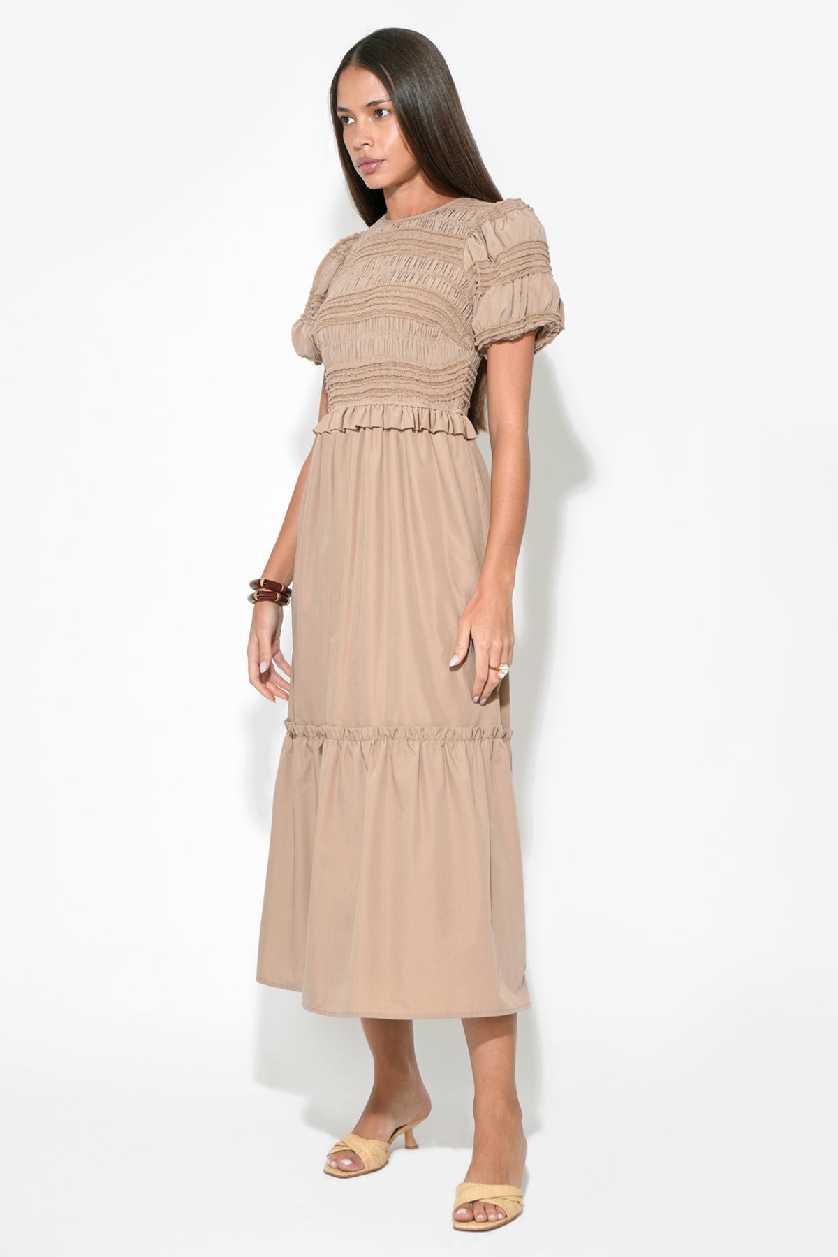 Erin Short Sleeve Smocked Midi Dress