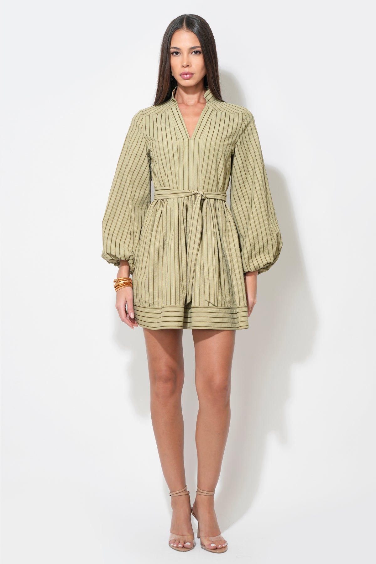 Marnie Embroidery Stripe Mini Dress