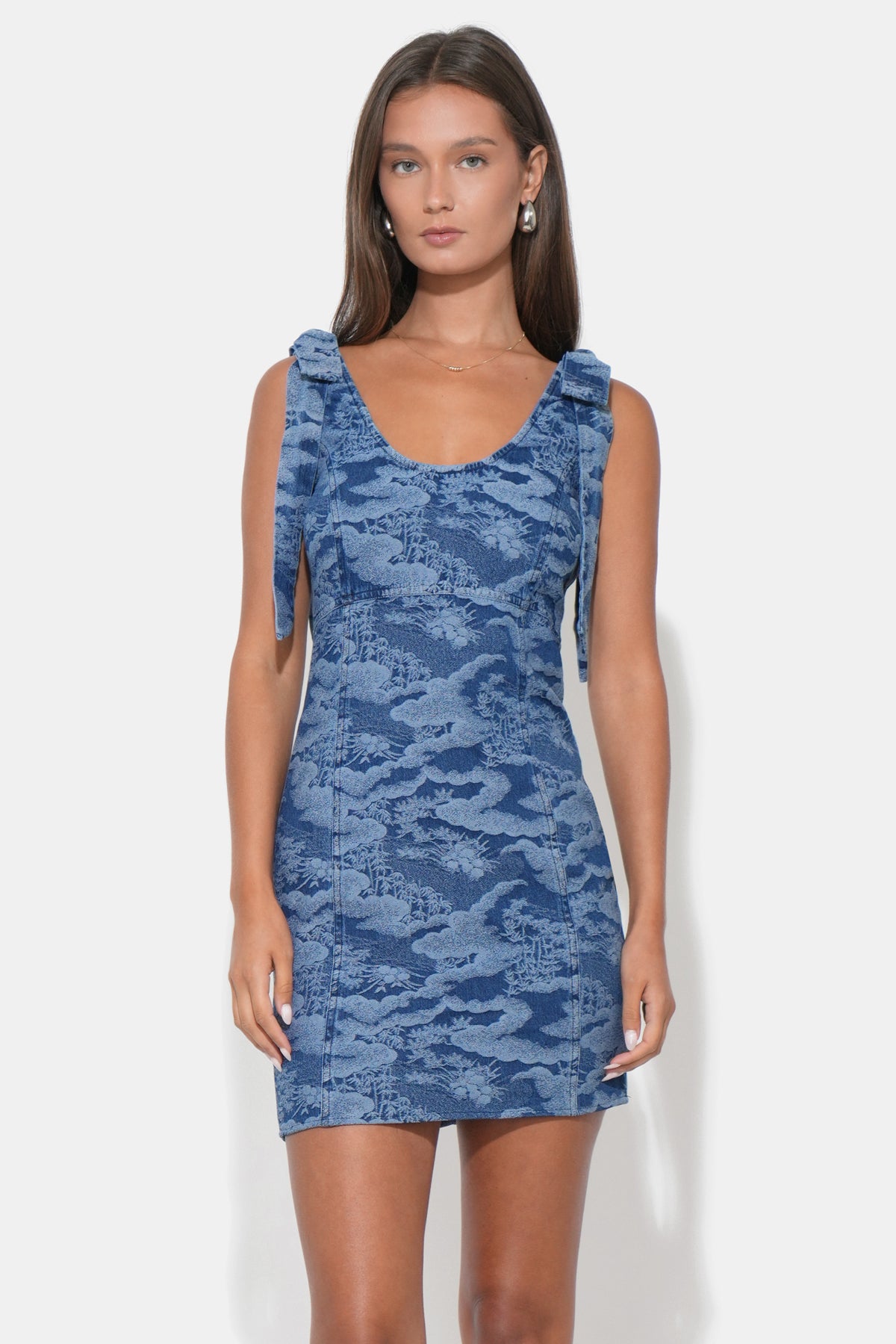 Kalea Bow Strap Denim Mini Dress